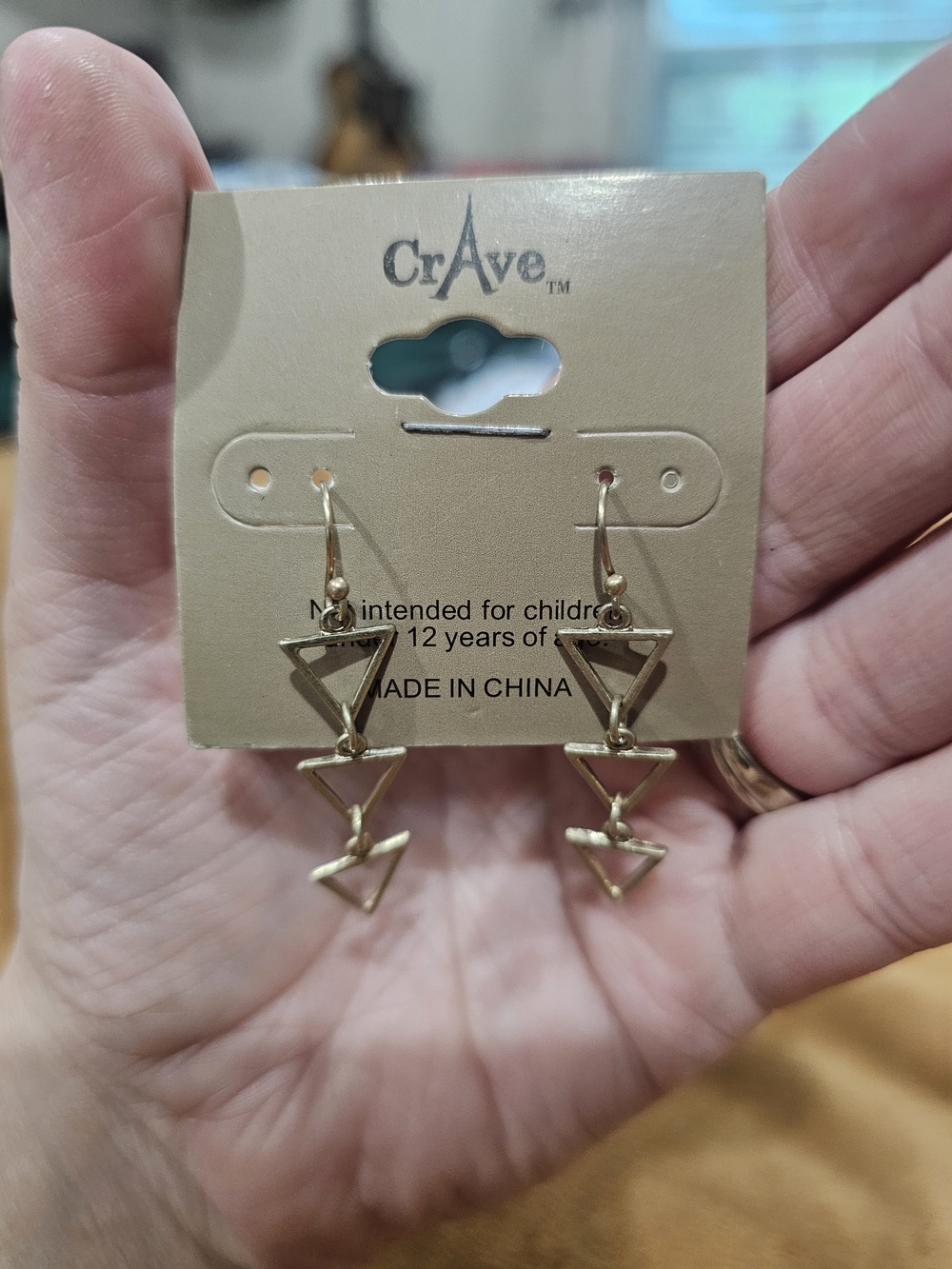 Crave Triangular Link Drop Earrings - Gold Tone